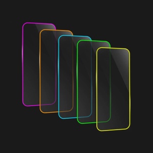 Folie de Sticla Securizata pentru Apple iPhone 15, Flippy, Luminous, Margine Fosforescenta Neon din Silicon, Mat, Anti-Amprenta, Protectie Completa, 9H, Violet - Img 8