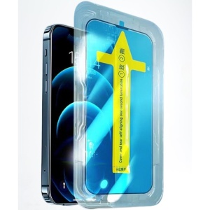 Folie sticla securizata cu sistem de montare usor si rapid Flippy pentru Apple iPhone 14 Plus / 13 Pro Max, Transparent cu margini negre - Img 1