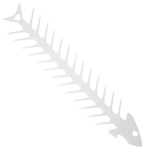 Forma pentru Frigarui, Flippy, Model Oase de Peste, din Otel Inoxidabil, Instrument pentru Gratar, BBQ, cu Deschizator de Sticle, 30x6 cm, Argintie - Img 1