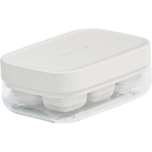 Forma pentru gheata cu presa Flippy, din silicon alimentar, 6 cuburi, caserola pentru depozitare, usor de folosit si curatat, 10.5 x 7.5 x 4.1 cm, alb - Img 1