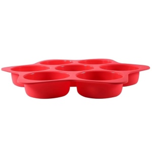 Forme de Silicon pentru Copt, Flippy, 7 Forme Rotiunde, pentru Burgeri si Prajituri, 38.5 x 4 cm, Rosu - Img 5