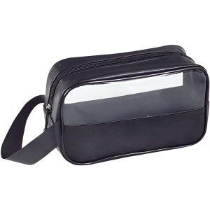 Geanta Cosmetice, Flippy, pentru Voiaj sau Organizare, Material PVC- Textil, Impermeabila, Portabila,22 x 12 x 8 cm, Negru - Img 3