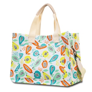 Geanta de Mana/Umar, Multifunctionala, Flippy, Inchidere cu Capsa, Imprimeu Fructe, Material Textil, 33.5 x 25 x 14.5 cm, Multicolor - Img 5