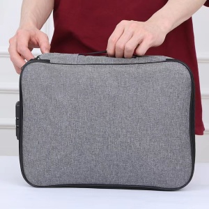 Geanta Flippy pentru Depozitare Acte si Documente, Facturi, Carduri, cu Cod de Securitate, 2 Compartimente, Impermeabila, 37 x 10.5 x 27 cm, Gri - Img 18
