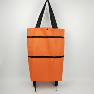 Geanta Pliabila, Flippy, 2 in 1, Carucior cu Roti, pentru Cumparaturi, 19 l, Portocaliu, Plastic, 39 x 46 x 12 cm - Img 2