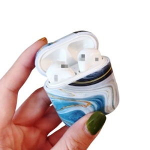Husa AirPods cu Inel Prindere Marble Albastru - Img 2