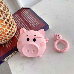 Husa AirPods cu Inel Prindere Porc Roz - Img 6