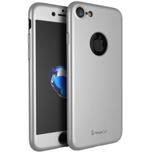 Husa Apple iPhone 7 Plus IPAKY Full Cover 360 Argintiu + Folie Cadou - Img 4