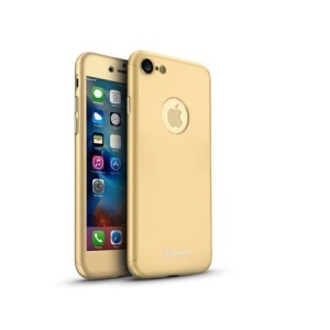 Husa Apple iPhone 8 IPAKY Full Cover 360 Auriu + Folie Cadou - Img 3