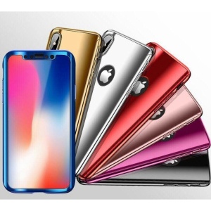 Husa Apple iPhone X Full Cover 360 Negru lucios + Folie de protectie - Img 3
