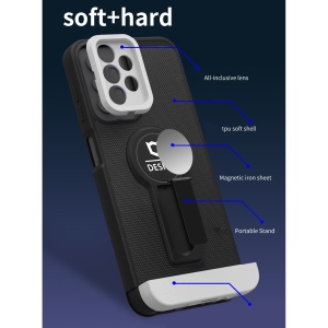 Husa Armor Design cu Stand pentru Apple iPhone 14 Pro Max Negru/Alb, Suport Auto Magnetic, Protectie Antisoc, Flippy - Img 2