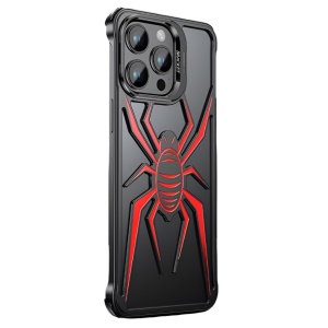 Husa de Protectie Compatibila iPhone 15 Pro Max, cu Suport Metalic pentru Camera, Armor Protective Series, Flippy, Antisoc, Protectie de Metal pe Margini, Model Paianjen, Negru Rosu - Img 1