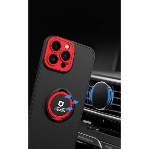 Husa de protectie Eagle eye pentru Apple iPhone 13 Pro, Rezistenta la socuri, Protectie camera, Cu inel de prindere magnetic rosu, Flippy, Negru - Img 5
