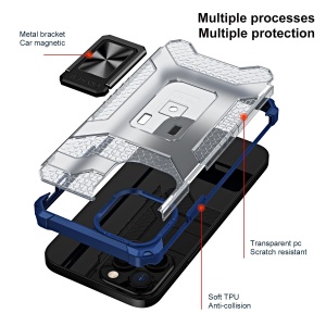 Husa de protectie Flippy compatibila cu Apple iPhone 13 Pro Max Acrylic Armor cu suport Albastru - Img 4