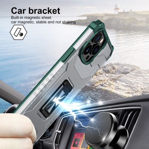 Husa de protectie Flippy compatibila cu Apple iPhone 13 Pro Max Acrylic Armor cu suport Verde Inchis - Img 4