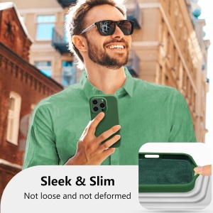 Husa de Protectie, Flippy, pentru iPhone 16 Pro, Liquid Silicone, cu Microfibra pe Interior, Protectie Antisoc, Compatibil Incarcare Wireless, Verde - Img 2