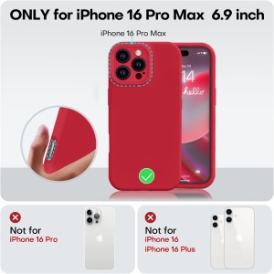 Husa de Protectie, Flippy, pentru iPhone 16 Pro Max, Liquid Silicone, cu Microfibra pe Interior, Protectie Antisoc, Compatibil Incarcare Wireless, Rosu - Img 2