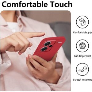 Husa de Protectie, Flippy, pentru Xiaomi Redmi Note 13 Pro Plus 5G, Liquid Silicone, cu Microfibra pe Interior, Protectie Antisoc, Compatibil Incarcare Wireless, Rosu - Img 3