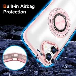Husa de Protectie TPU, Flippy, pentru iPhone 16 Plus, Anticadere, cu Incarcare Wireless, Tehnologie Magsafe, Inel Magnetic Rotativ cu Functie de Suport, Transparent-Roz - Img 3