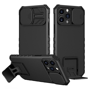 Husa Defender cu Stand pentru iPhone 11 Pro, Negru, Suport reglabil, Antisoc, Protectie glisanta pentru camera, Flippy - Img 2