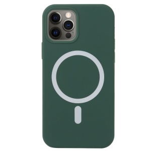 Husa MagSafe liquid large hole magnetic shell pentru Apple iPhone 14, Full Cover, Liquid Silicone, Magnetica, Incarcare Wireless, Flippy, Verde - Img 1