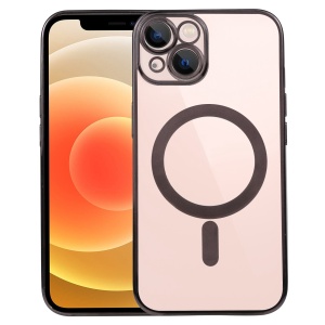 Husa MagSafe pentru Apple iPhone 14 Pro Max, Protectie camera, Full TPU, Margini colorate Electroplating, Magnetica, Incarcare Wireless, Flippy, Negru - Img 3
