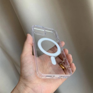 Husa MagSafe Silicone Acryl pentru iPhone 14 Pro, Flippy, ambalaj Blister Transparenta - Img 4