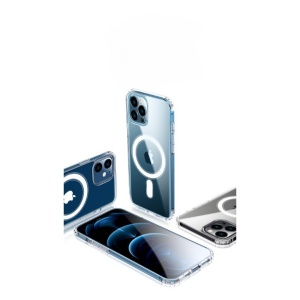 Husa MagSafe Silicone Acryl pentru iPhone 14 Pro, Flippy, ambalaj Blister Transparenta - Img 1
