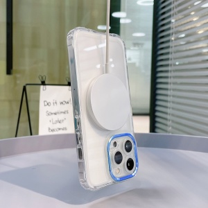 Husa MagSafe Silicone pentru iPhone 12 Pro Max, Flippy, Transparenta, Magnetica, Extra Protectie Camera Albastru - Img 6