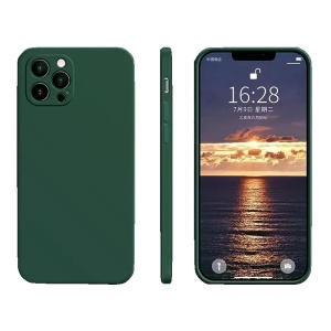 Husa pentru Apple iPhone 14 Flippy, Liquid Silicone, cu Microfibra pe interior, Protectie Antisoc, Dark Green, Verde inchis - Img 1