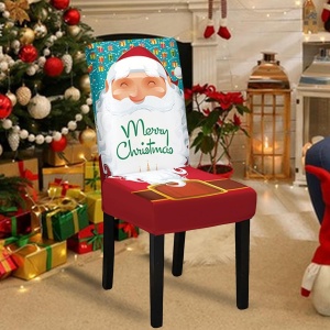 Husa pentru scaun, Flippy, Tematica Craciun, Model 3 Merry Christmas, Alb/Albastru - Img 2