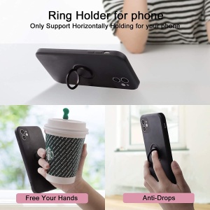 Husa protectie Flippy compatibila cu Apple iPhone 12 Mini Liquid Silicone Ring cu suport rotativ Negru - Img 4