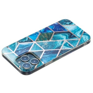 Husa protectie Flippy compatibila cu Apple iPhone 12 Soft IMD TPU Marble Geometric Albastru - Img 5