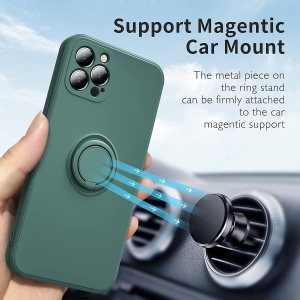 Husa protectie Flippy compatibila cu Samsung A21S Liquid Silicone Ring cu suport rotativ Verde - Img 8