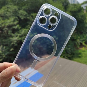 Husa protectie Flippy pentru iPhone 14 Pro Max Mag Safe, 2 in 1 incarcare si magnet, Silicon si Acril, Transparenta - Img 3