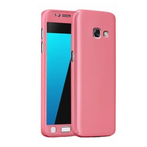 Husa Samsung Galaxy A3 2017 Full Cover 360 Roz Auriu + Folie de protectie - Img 2