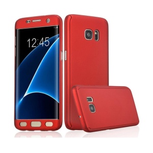 Husa Samsung Galaxy A7 2017 Full Cover 360 Rosu + Folie de protectie - Img 4