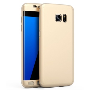 Husa Samsung Galaxy S7 Edge Full Cover 360 Auriu + Folie de protectie - Img 3