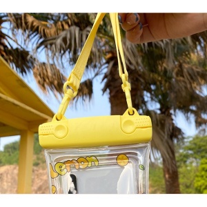 Husa subacvatica Fruity Waterproof Flippy, Snowproof, Universala, Impermeabila, cu Snur, pentru telefon sau documente, Lemon Boy, Galben - Img 5