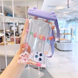 Husa subacvatica Fruity Waterproof Flippy, Snowproof, Universala, Impermeabila, cu Snur, pentru telefon sau documente, Lucky Girl, Mov - Img 3