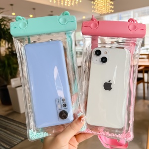 Husa subacvatica Waterproof Flippy, Snowproof, Universala, Senzoriala, cu Snur, pentru telefon sau documente, Verde Menta - Img 4