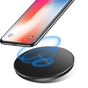 Incarcator Wireless Flippy, Fast Charge, 15W, Ultra Slim, compatibil cu iPhone, cablu inclus, Rotund, Negru - Img 4