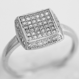 Inel de dama din Argint 925 cu model patrat si zirconii, marimea 53 - Img 4