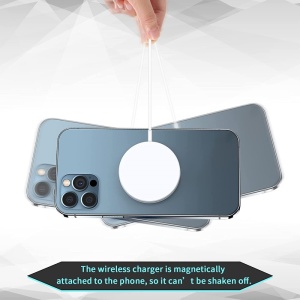 Inel Magnetic incarcare fara fir, montare auto, MagSafe Silicone pentru Apple iPhone 12 / 13 / 14, Rosu - Img 5