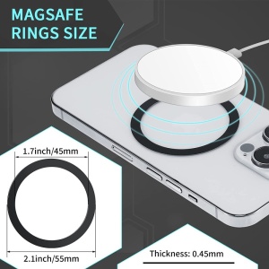 Inel Magnetic incarcare fara fir, montare auto, MagSafe Silicone pentru Apple iPhone 12 / 13 / 14, Rosu - Img 7