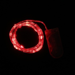 Instalatie Craciun, 1 metru, 10 LED-uri, Rosu, cu baterii, fir cupru, liniar, interior/exterior, Flippy - Img 2