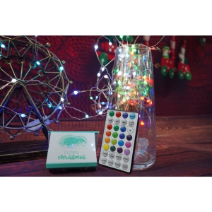 Instalatie Craciun, 10 metri, 100 LED-uri, telecomanda 32 de functii, multicolor RBG, fir cupru, USB, interior, Flippy - Img 3