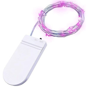 Instalatie Craciun, 2 metri, 20 LED-uri, Roz, cu baterii, fir cupru, liniar, interior/exterior, Flippy - Img 1