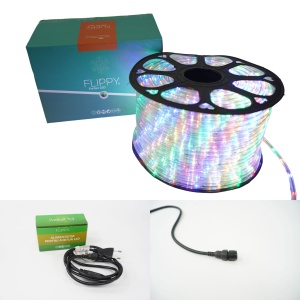 Instalatie Craciun, 66 m, 1584 Led-uri, Furtun Luminos, Multicolor, Transformator, Sectionabila, 220 V, Flippy - Img 6