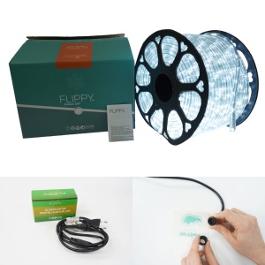 Instalatie Craciun, 72 m, 1728 Led-uri, Furtun Luminos, Alb rece, Transformator, Sectionabila, 220 V, Flippy - Img 11